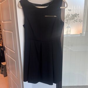 H&M Black Sleeveless Mini Dress with Gold Zip Accent